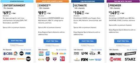 directv premium package channels.